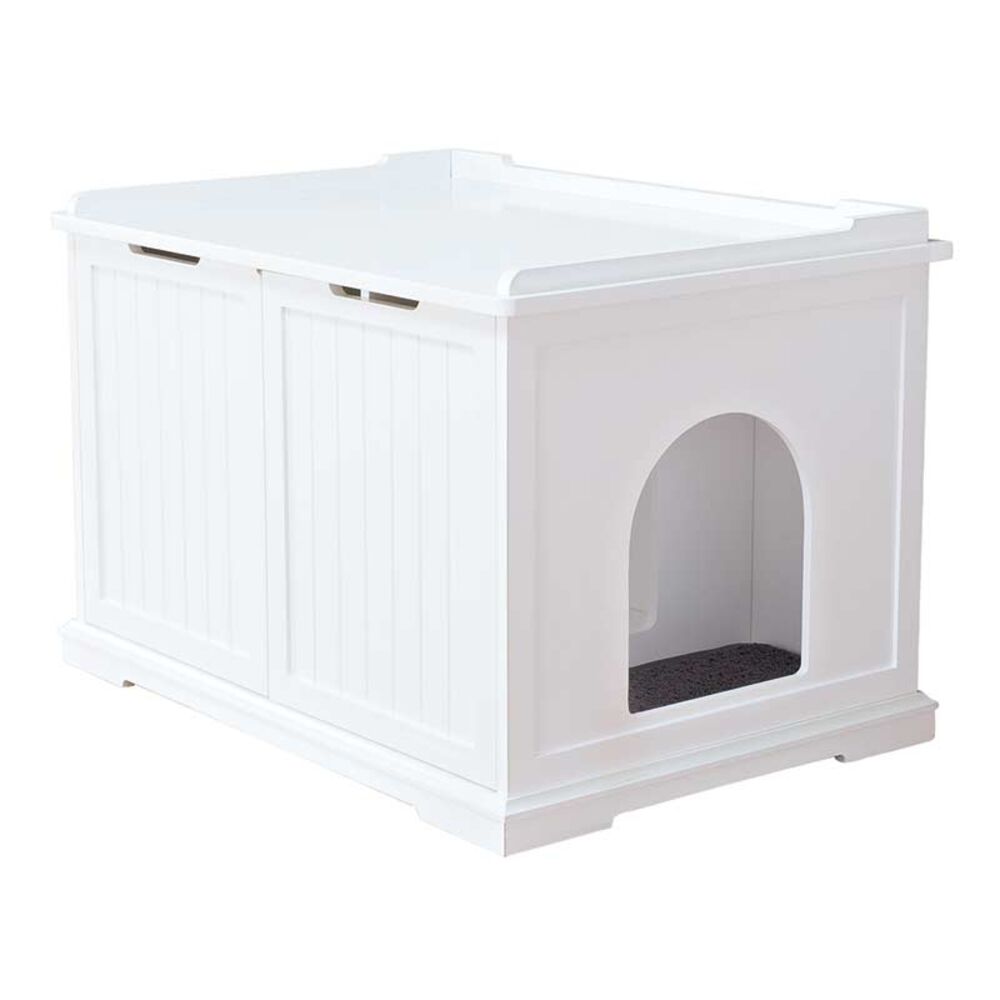 image of Extra Large White Wooden Litter Box Enclosure