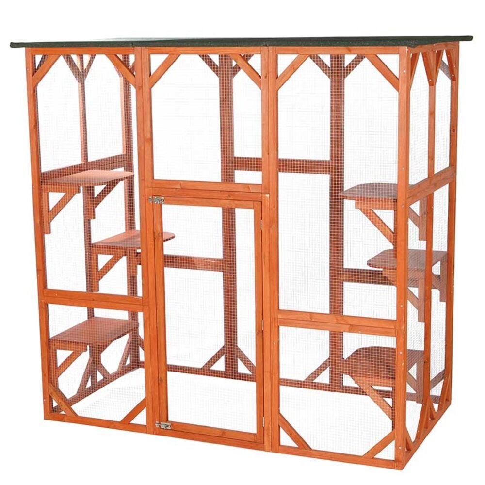 image of Natura Wooden Fully Covered Cattery Cat Run