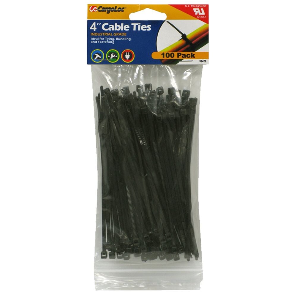 image of Nylon Cable Ties, UV Black, 4 in