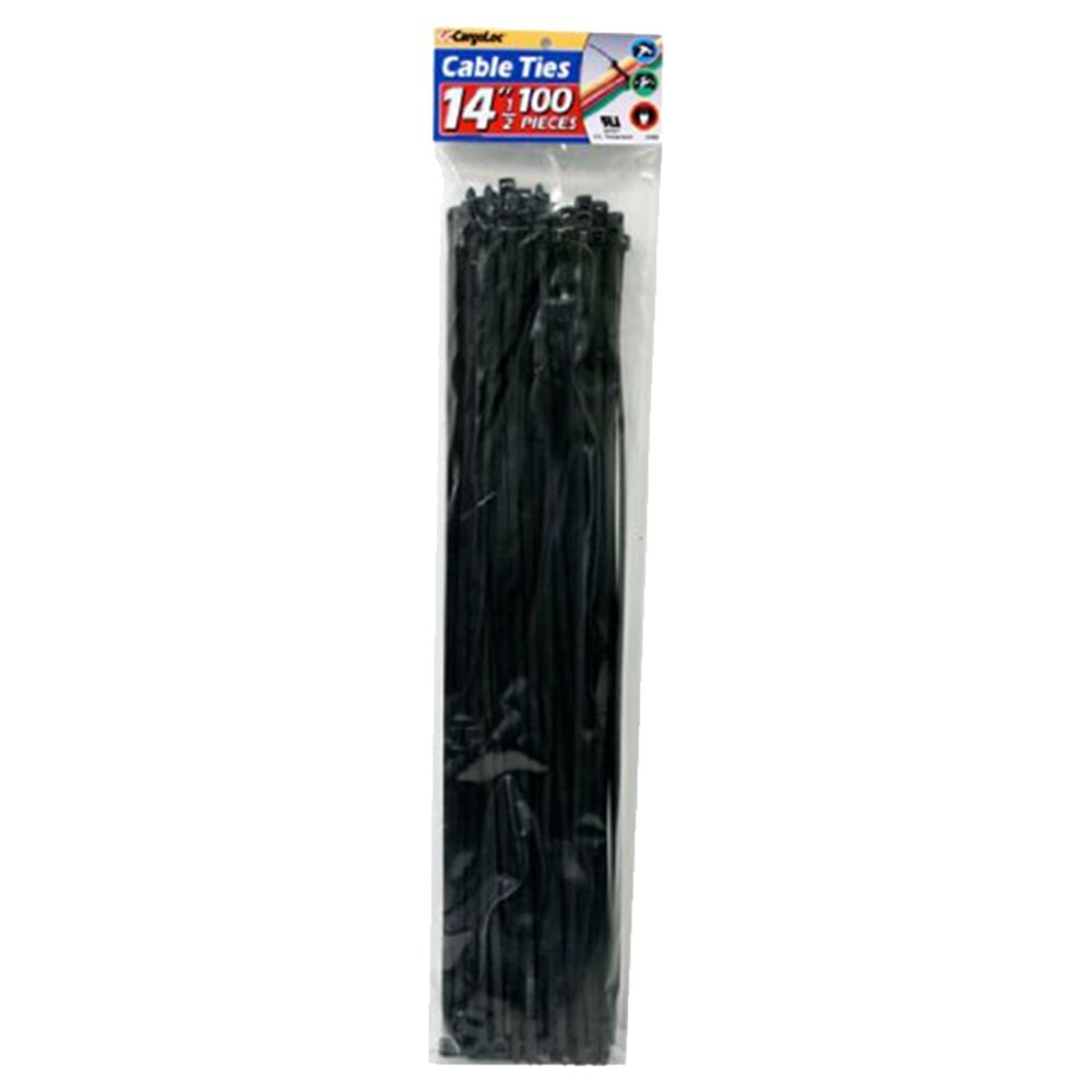 image of Nylon Cable Ties, UV Black, 14 in, 100 count