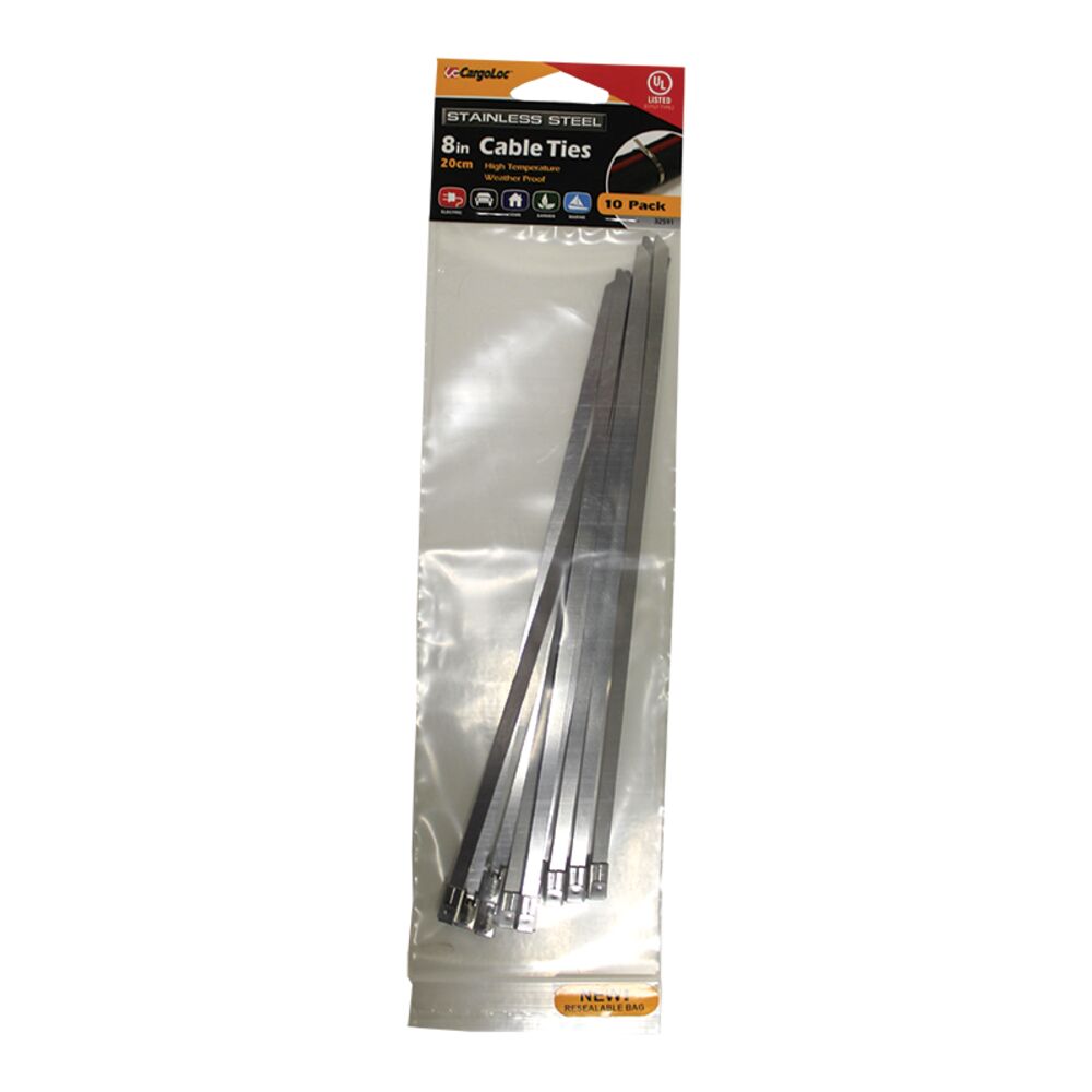 image of Stainless Cable Ties, 8 in, 10 count