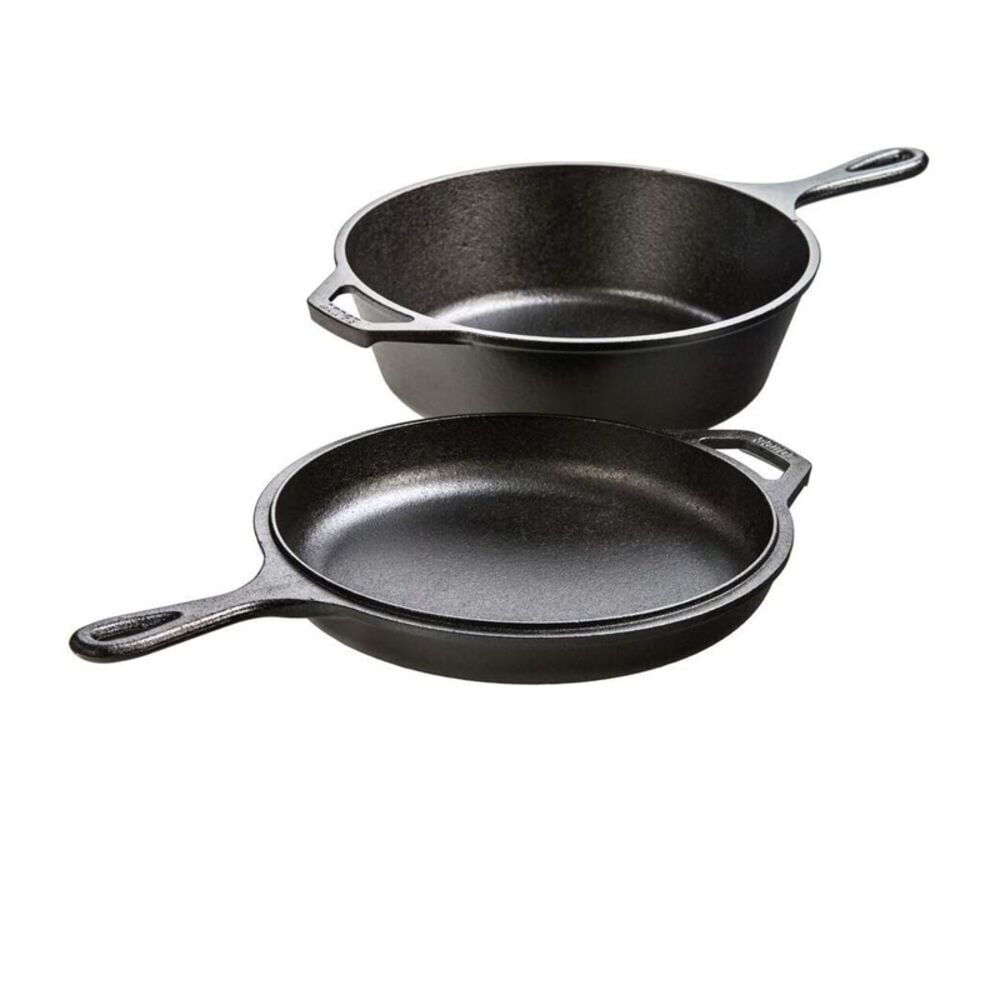 image of 3 Quart Cast Iron Combo Cooker. Pre-seasoned Cast Iron Skillet, Fryer, Dutch Oven, and Convertible Skillet/Griddle Lid