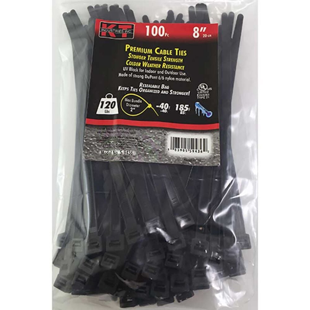 image of 7.9-in Heavy Duty UV Black Cable Ties, 100 count