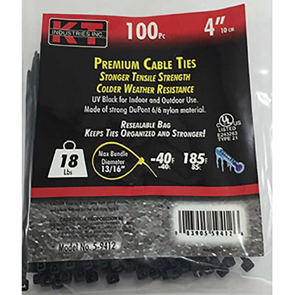 image of 4-in Ultra Light Duty UV Black Cable Ties, 100 count