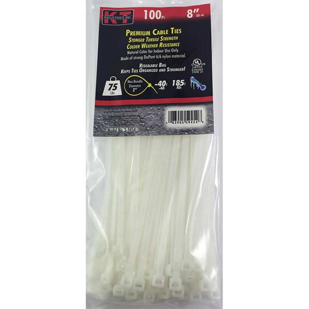 image of 8-in Standard Duty Natural Cable Ties, 100 count