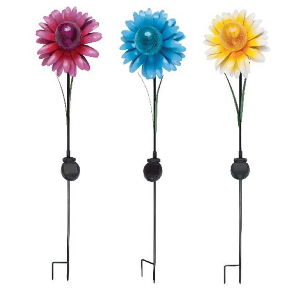 image of Crackle Glass Flower Stick Light, Color May Vary