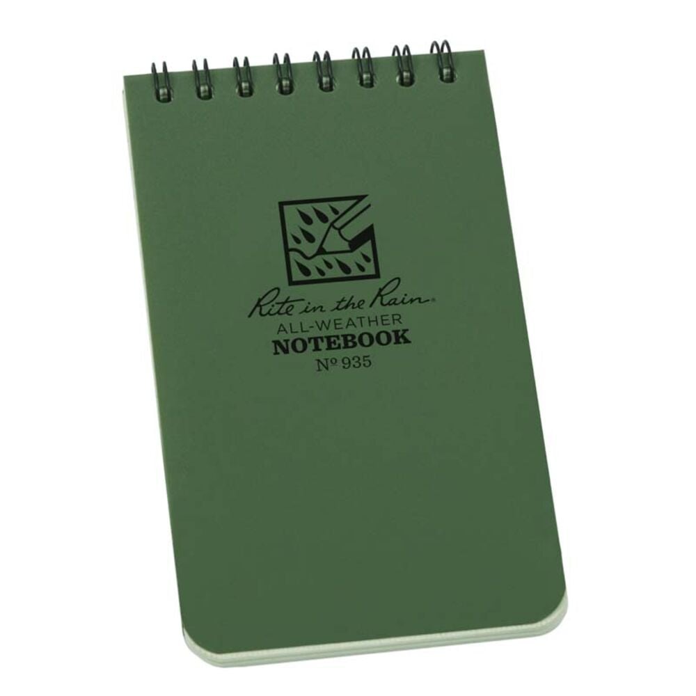 image of Weatherproof Top Spiral Universal Pattern Notebook- Green Cover, 3 in x 5 in