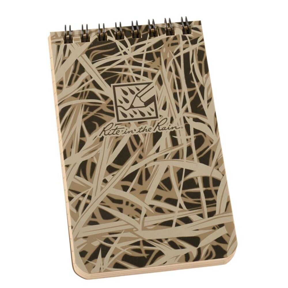 image of Weatherproof Top Spiral Universal Pattern Notebook-Classic Heritage Grass Camo Cover, 3 in x 5 in