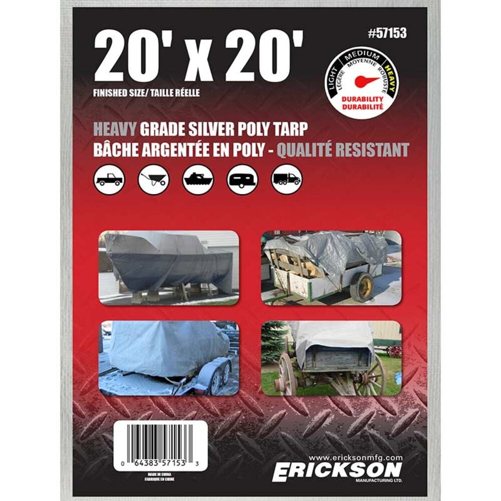 image of Heavy Grade Silver Poly Tarp, 20-ft x 20-ft