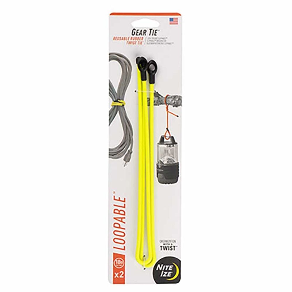 image of 18-in Gear Tie Loopable Twist Tie, Neon Yellow, 2 pack