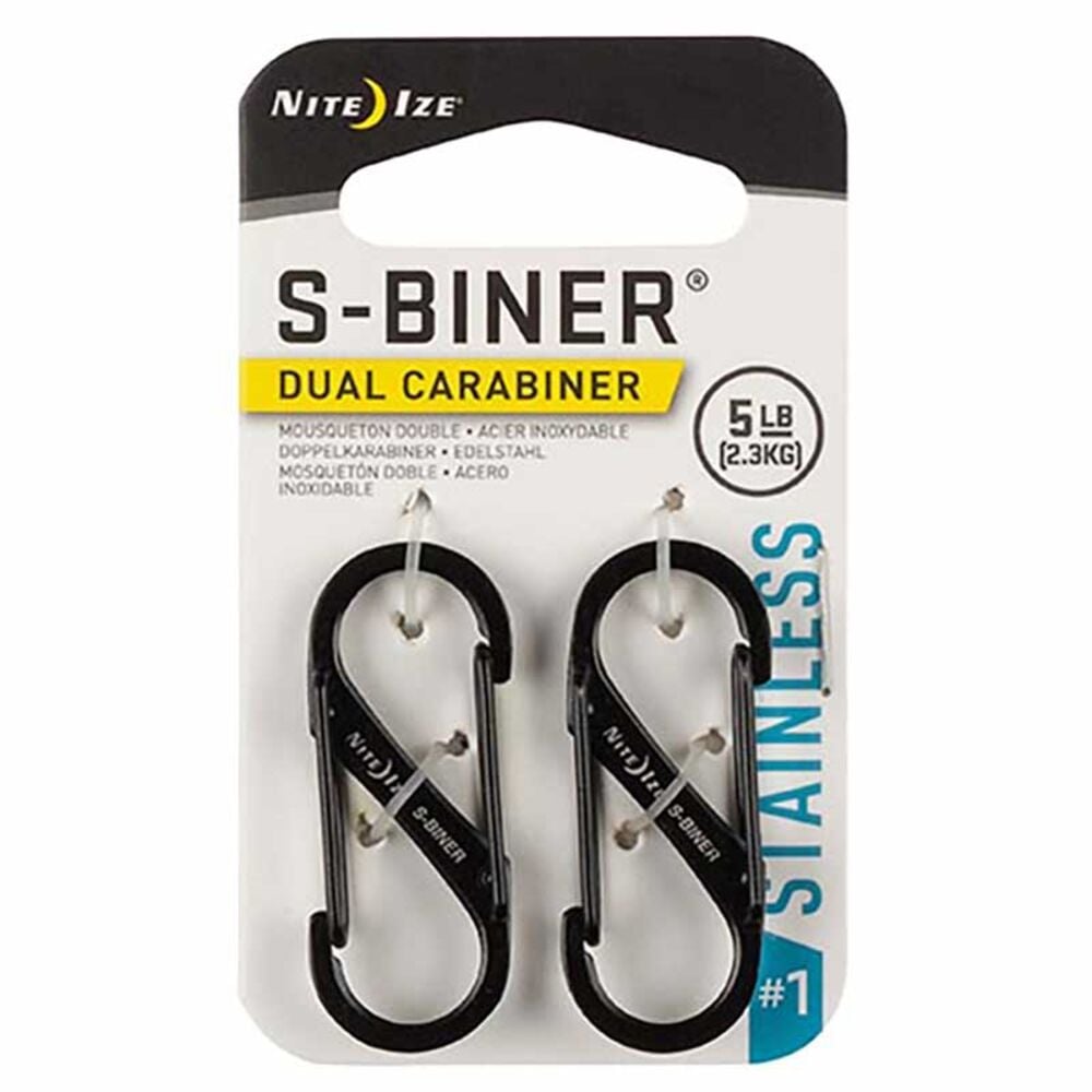 image of S-Biner Stainless Steel Dual Carabiner #1, Black, 2 Pack