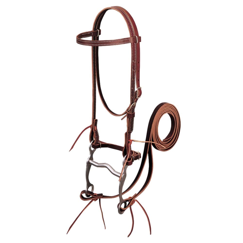 image of Latigo Leather Browband Bridle with Single Cheek Buckle