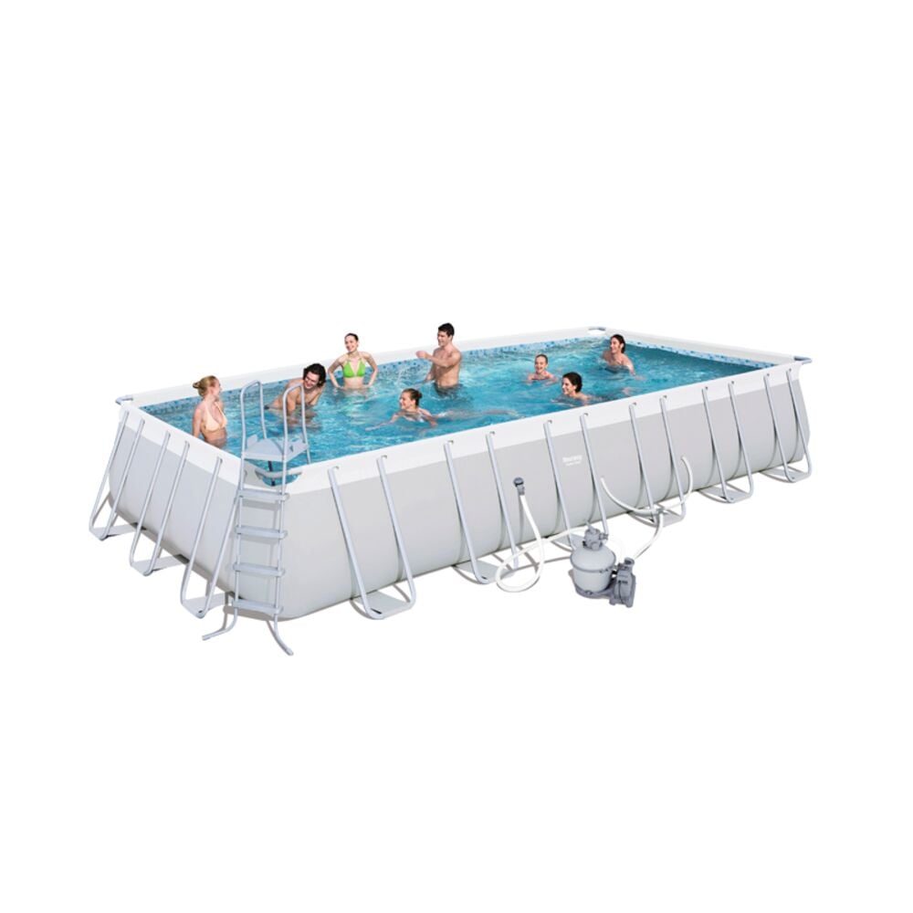 image of Power Steel Rectangular Pool Set, 24 ft x 12 ft x 52 in