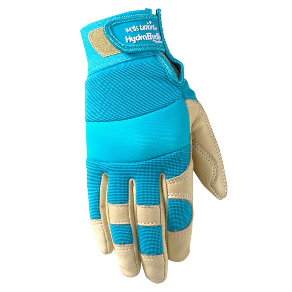 image of Women's HydraHyde Grain Leather Work Gloves with Spandex Back, Velcro Wrist