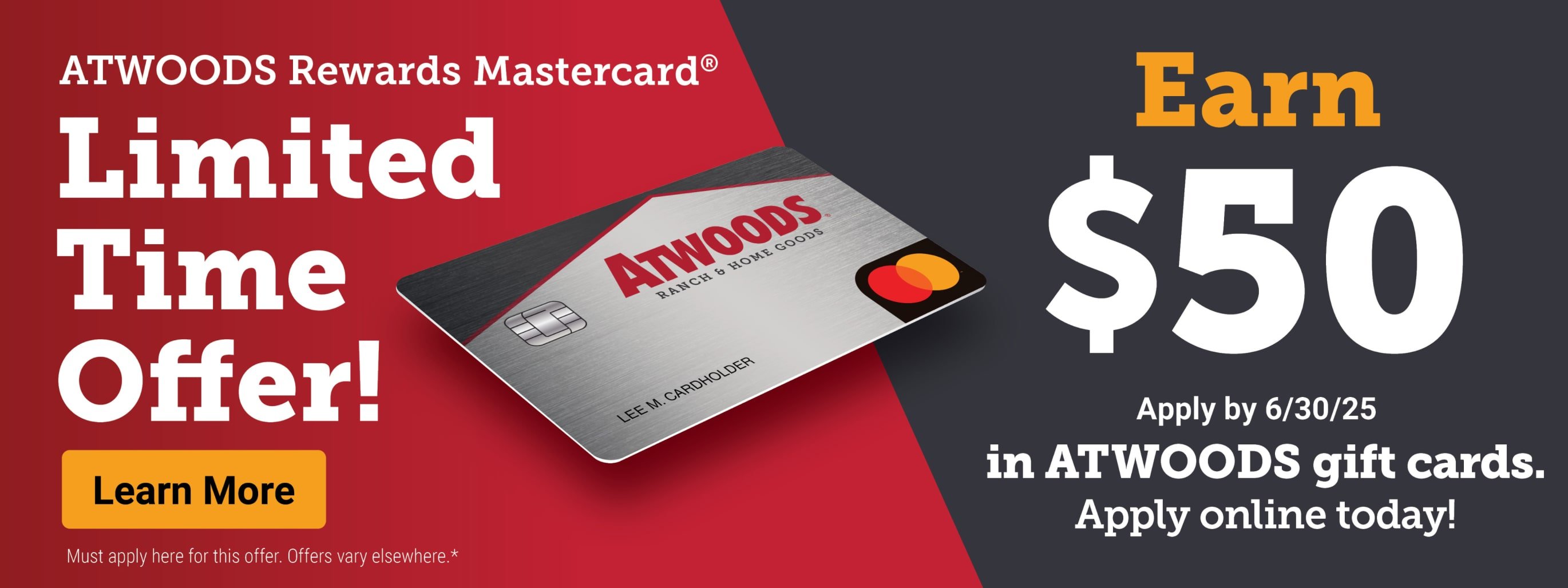 Atwoods Credit Card Promo